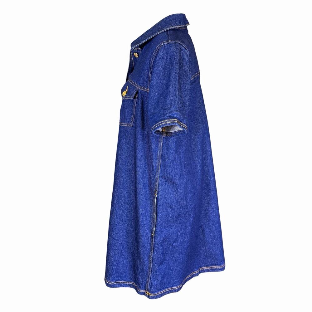 Loft Womens Denim Dress Shift Blue M S/S Western Cowgirl Country Pockets Casual - Picture 4 of 12